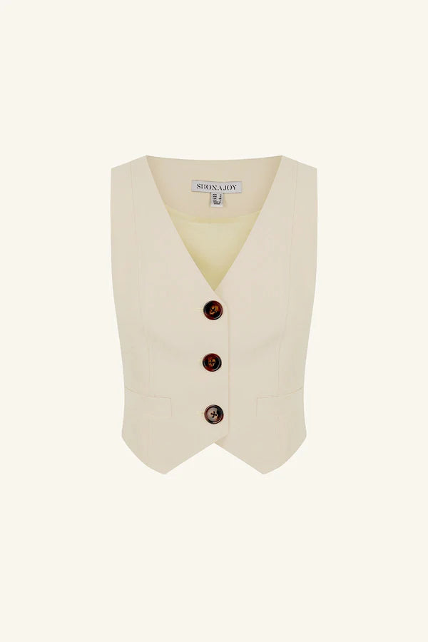 Irena Tailored Fitted Vest - Bone