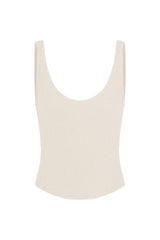 Round Neck Knit Tank Top - Natural