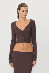 Cropped Cardigan - Espresso