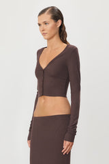 Cropped Cardigan - Espresso