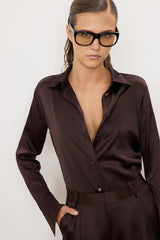 Constance Silk Top - Espresso
