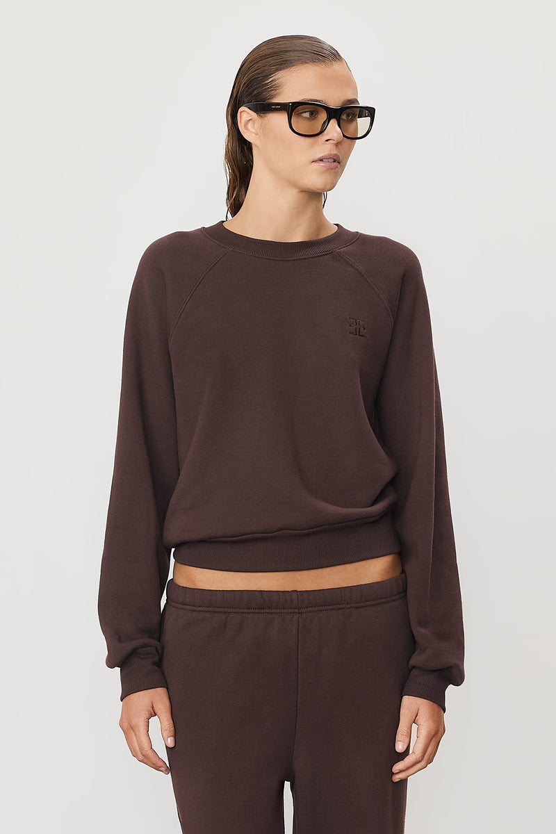 Shrunken Raglan Sweatshirt - Espresso