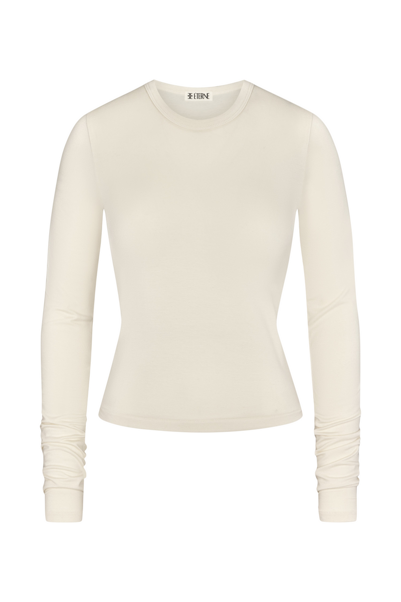 Long Sleeve Fitted Top - Cream