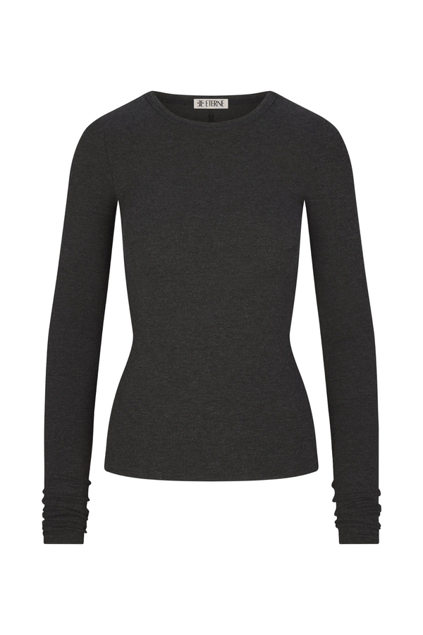 Long Sleeve Fitted Top - Charcoal