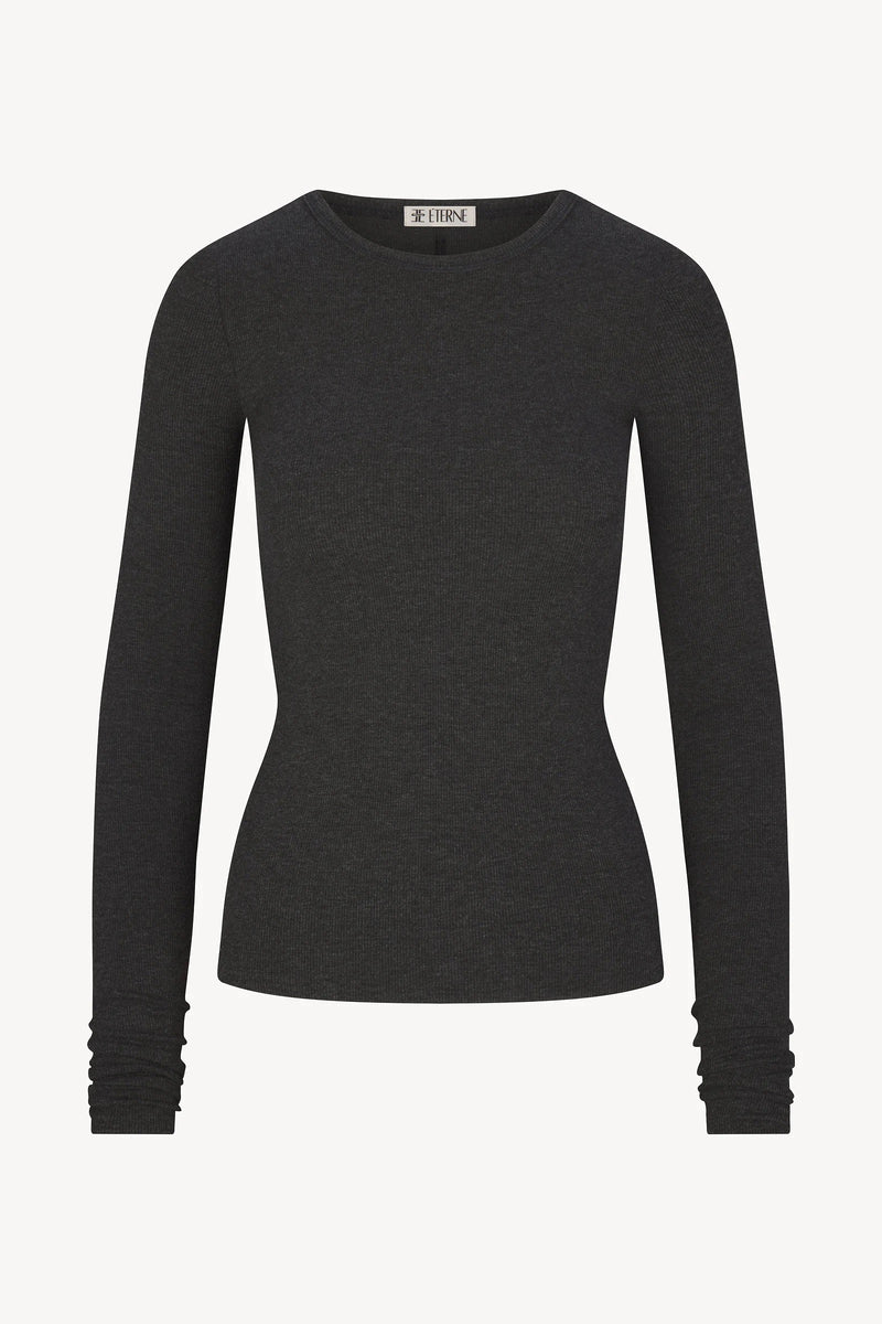 Long Sleeve Fitted Top - Charcoal