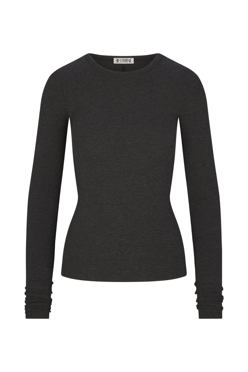 Long Sleeve Fitted Top - Charcoal