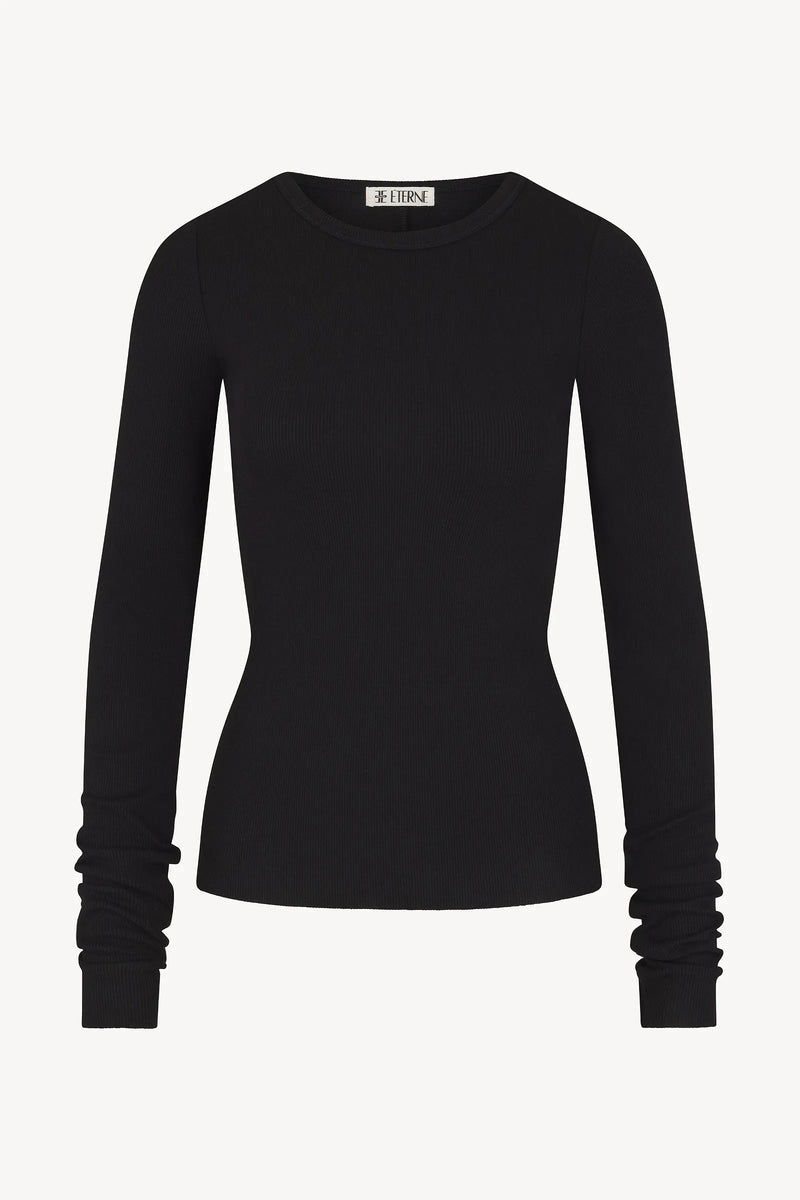 Long Sleeve Fitted Top - Black