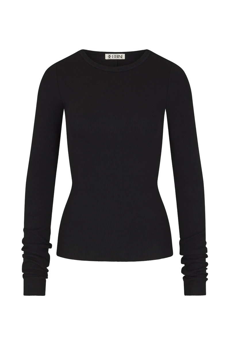 Long Sleeve Fitted Top - Black