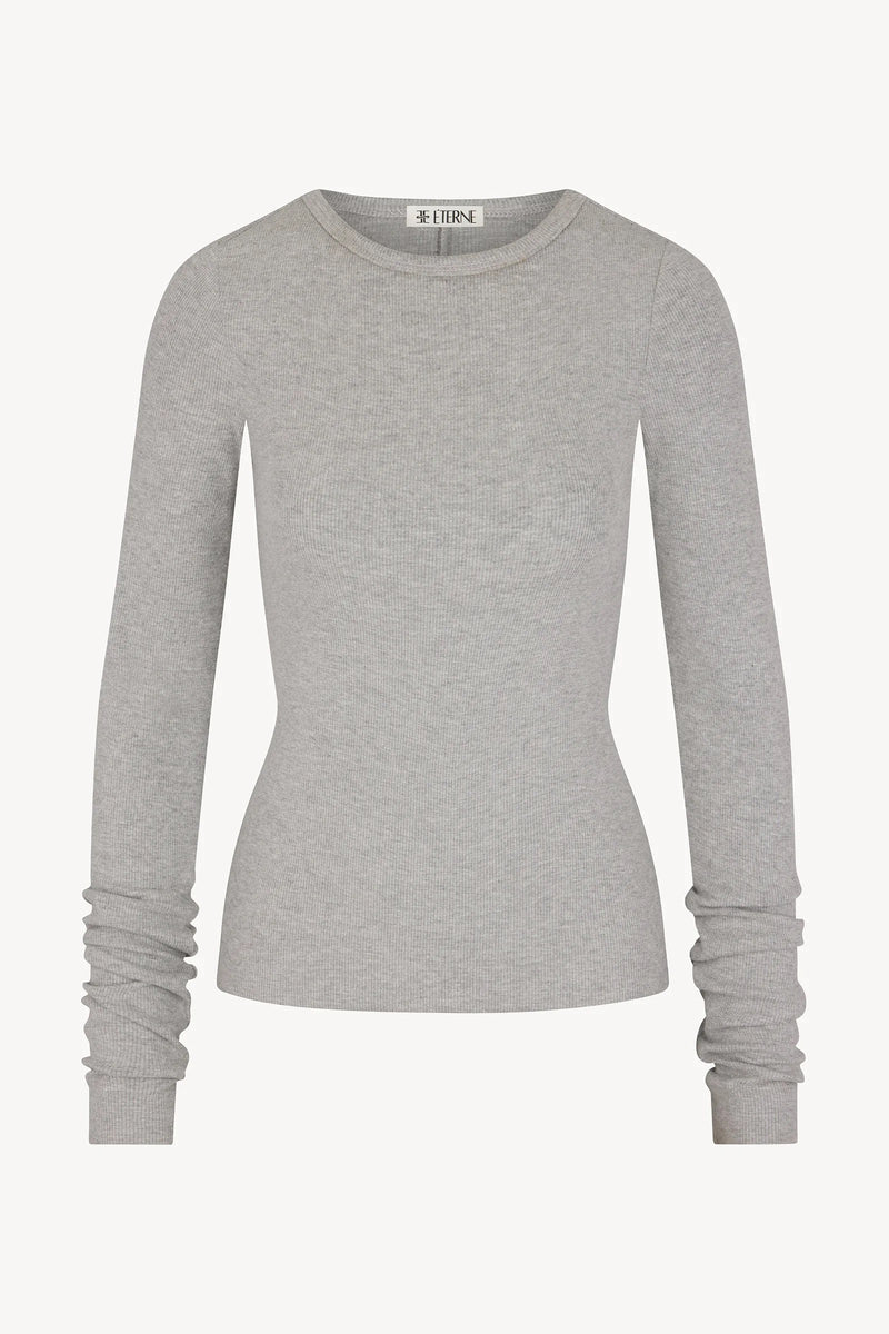 Long Sleeve Fitted Top - Heather Grey