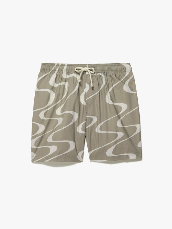 Abstract Wave Graphic Short - Sand Beige PRint