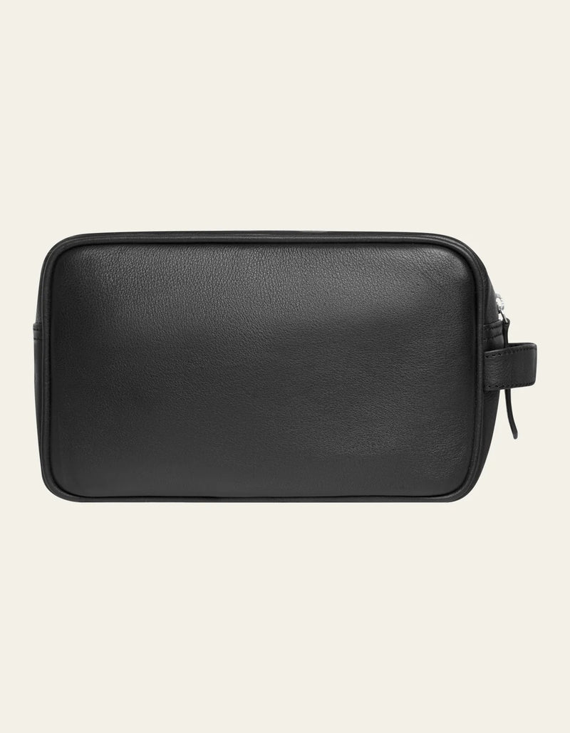 Leather Wash Bag - Black