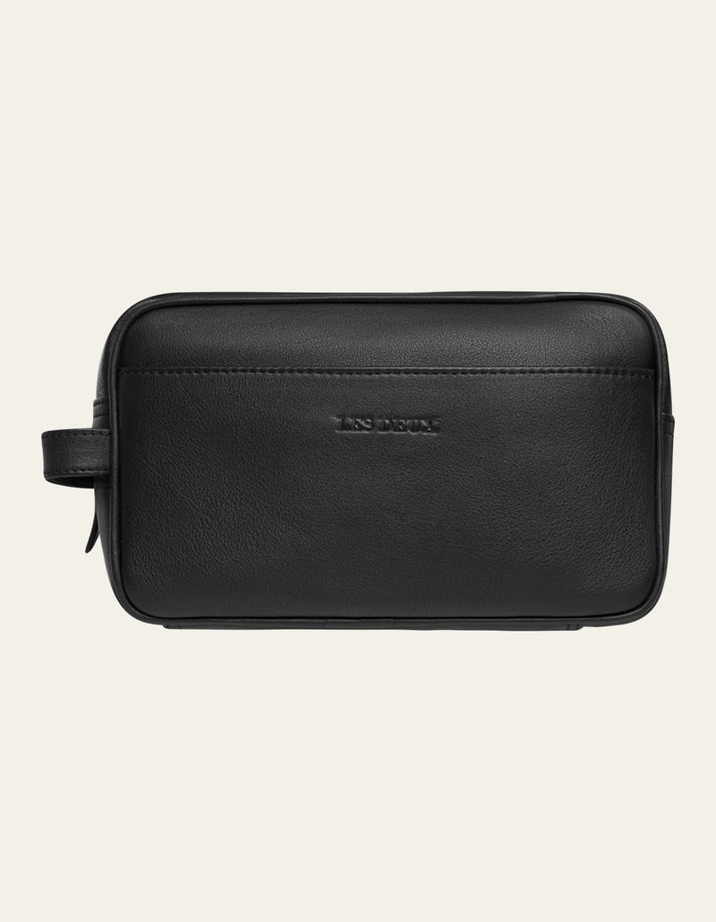 Leather Wash Bag - Black