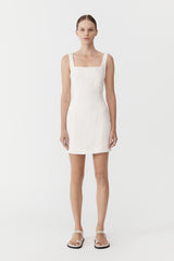 Linen Square Neck Mini Dress - Ivory