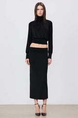 Elsa Midi Skirt - Liquid Jersey Black