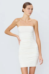 Rouched Tube Mini Dress - Ivory