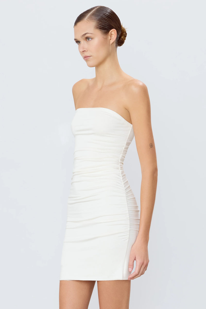 Rouched Tube Mini Dress - Ivory