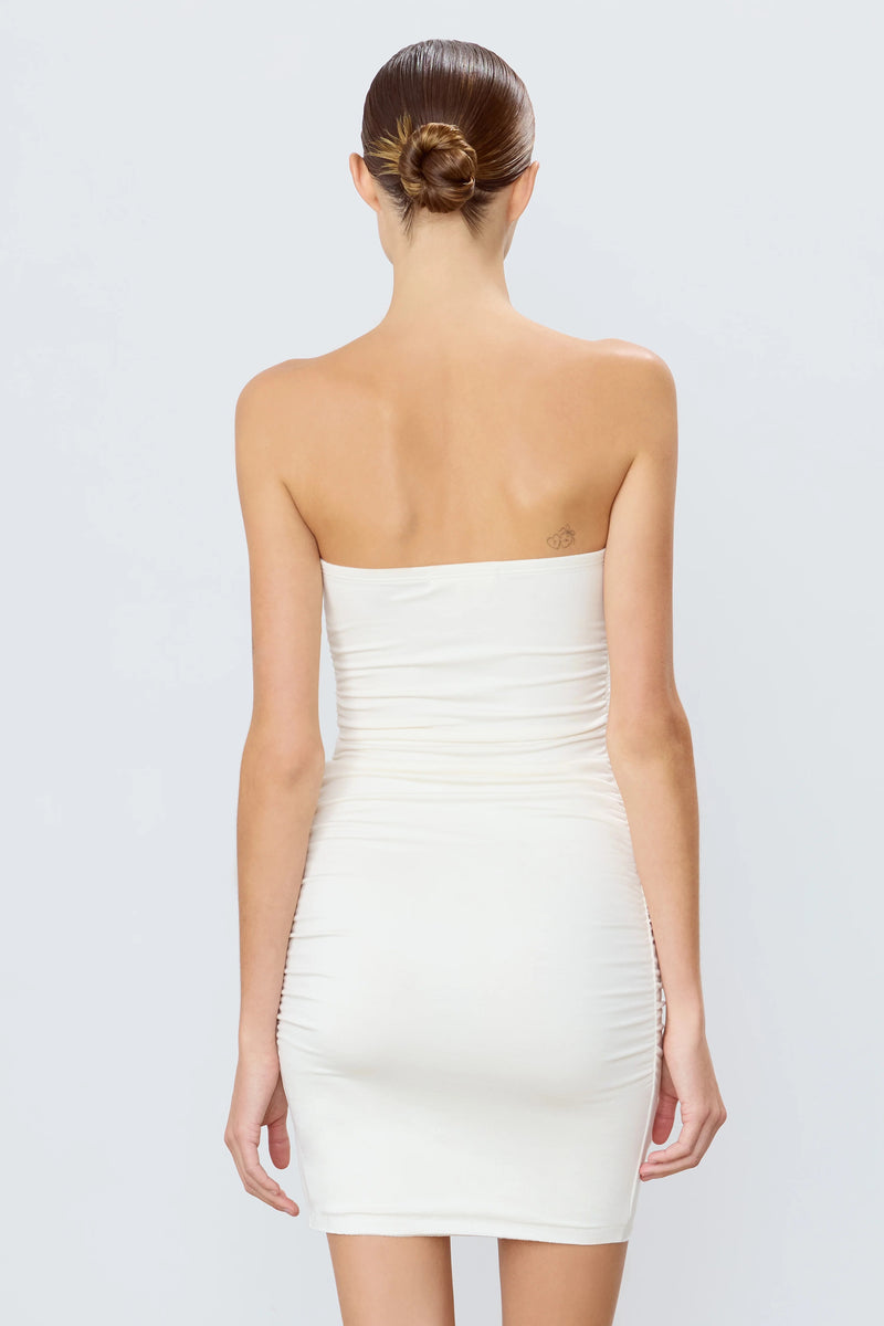 Rouched Tube Mini Dress - Ivory
