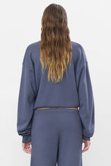 Cropped Polo Sweatshirt - Washed Navy