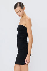 Rouched Tube Mini Dress - Black