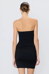 Rouched Tube Mini Dress - Black