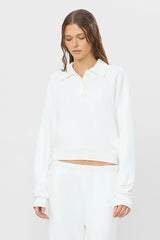 Cropped Polo Sweatshirt - White
