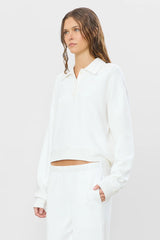 Cropped Polo Sweatshirt - White