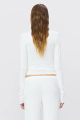 Long Sleeve V-Neck Top - White