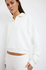 Cropped Polo Sweatshirt - White
