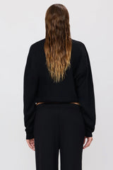 Cropped Polo Sweatshirt - Black - BLVD
