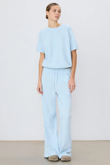 Drawstring Wide Leg Sweatpant - Dusty Blue