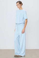 Drawstring Wide Leg Sweatpant - Dusty Blue
