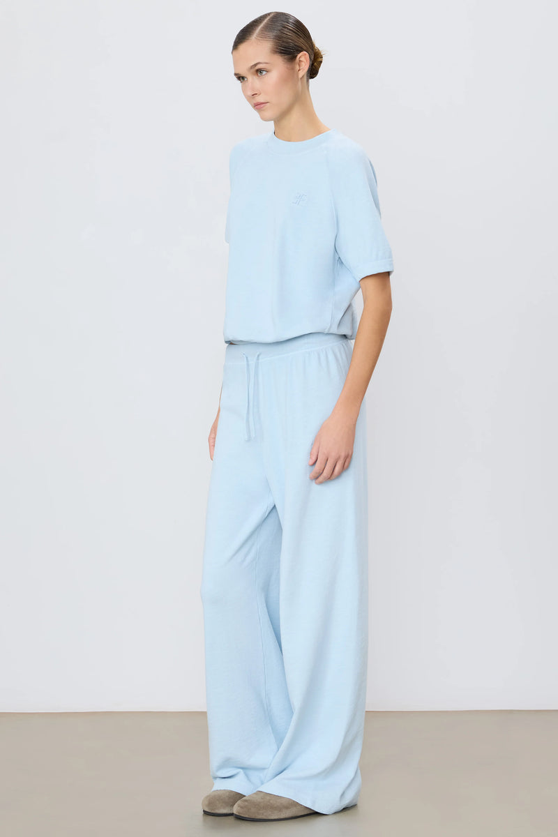 Drawstring Wide Leg Sweatpant - Dusty Blue