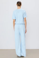 Drawstring Wide Leg Sweatpant - Dusty Blue