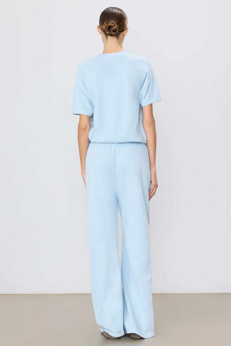 Drawstring Wide Leg Sweatpant - Dusty Blue