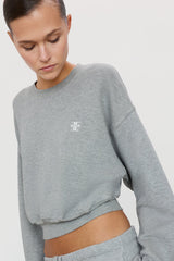 Cropped Crewneck Sweatshirt - Heather Grey - BLVD