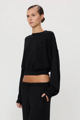 Cropped Crewneck Sweatshirt - Black - BLVD
