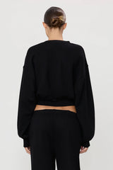 Cropped Crewneck Sweatshirt - Black - BLVD