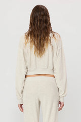 Cropped V-Neck Sweatshirt - Light Heather Grey
