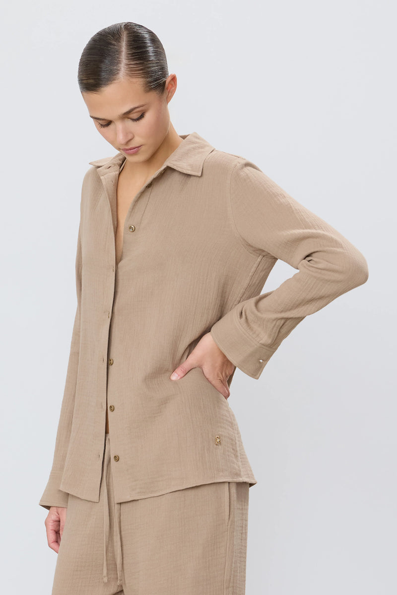 Constance Gauze Top - Taupe