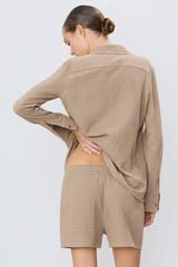 Constance Gauze Top - Taupe