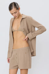 Constance Gauze Top - Taupe