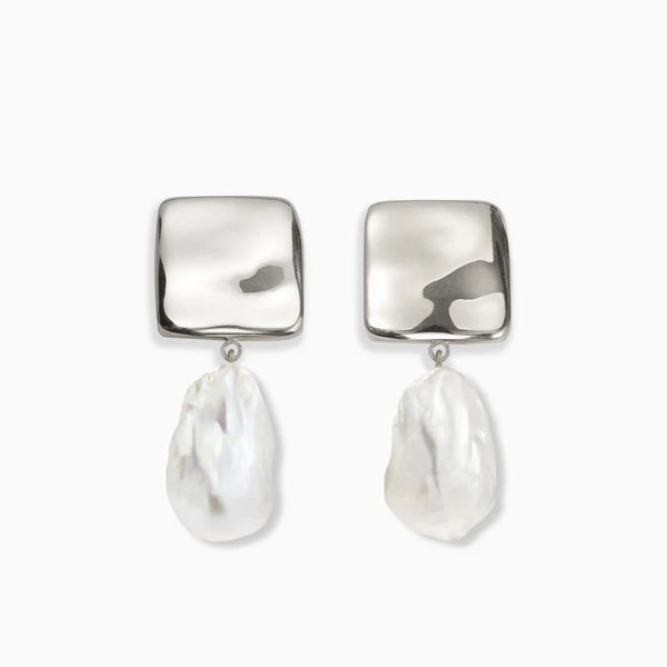 Baroque Luca Earrings - Silver/Pearl