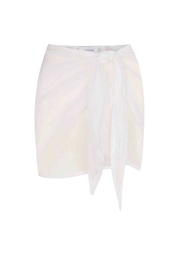 Gauze Wrap Mini Skirt - White