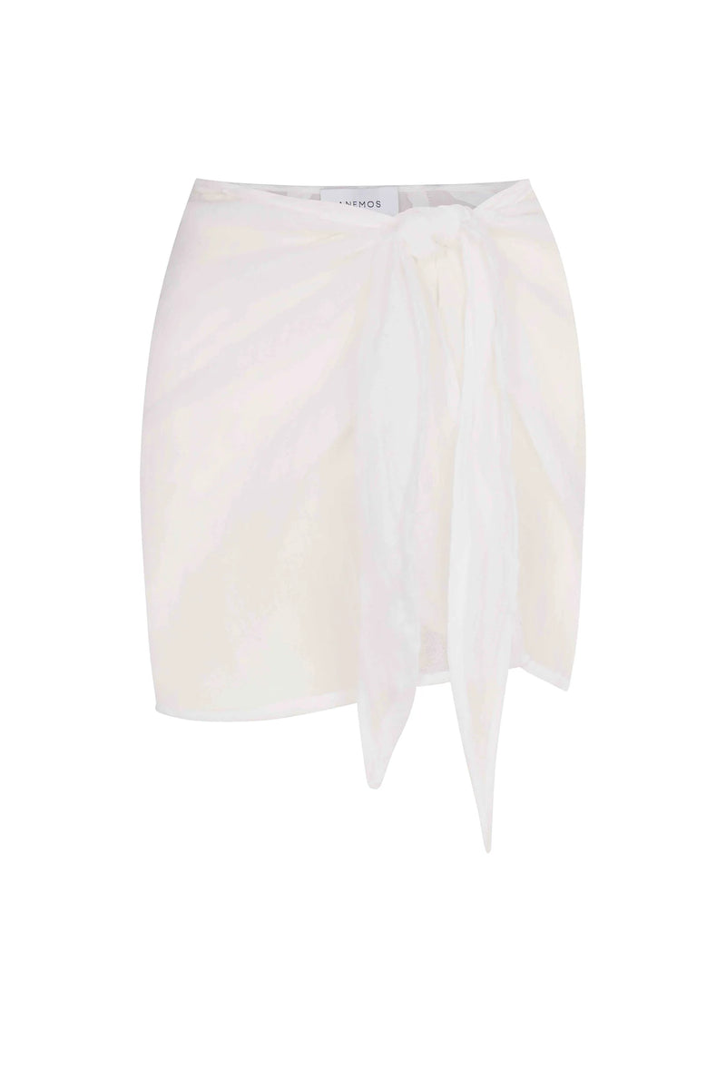 Gauze Wrap Mini Skirt - White
