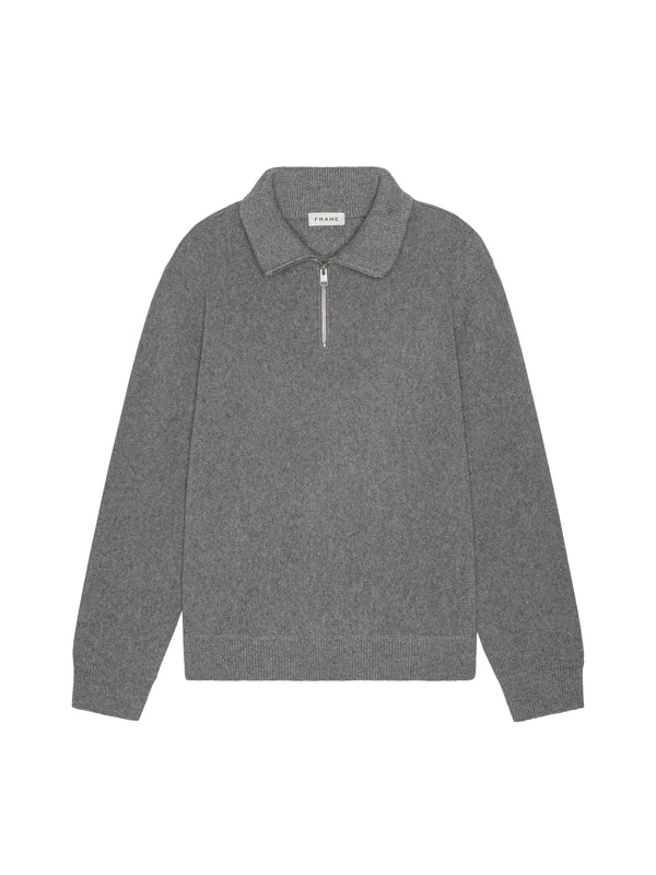 Wool Zip Sweater - Grey