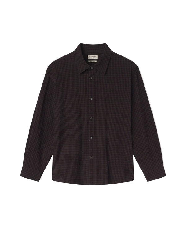 Checkered Cotton Wool Shirt - Navy Check