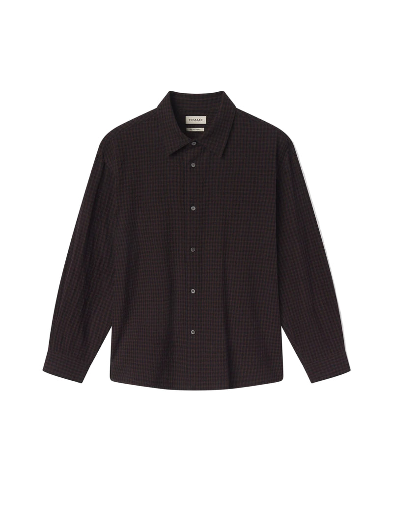 Checkered Cotton Wool Shirt - Navy Check