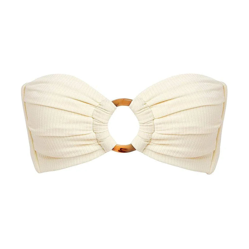 Tori Bandeau Bikini Top - Cream Rib