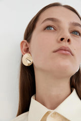 Dented Medallion Earrings - Gold