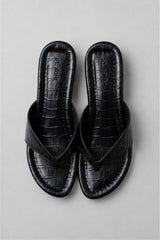 Everyday Thong Heel 50 - Croc Embossed Black